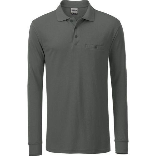 Polo Homme Poche Poitrine Manches Longues - Jn866 - Gris Fonc? - Workwear