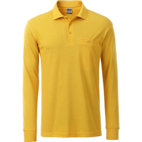 Polo Homme Poche Poitrine Manches Longues - Jn866 - Jaune - Workwear