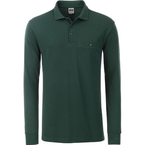 Polo Homme Poche Poitrine Manches Longues - Jn866 - Vert Fonc? - Workwear