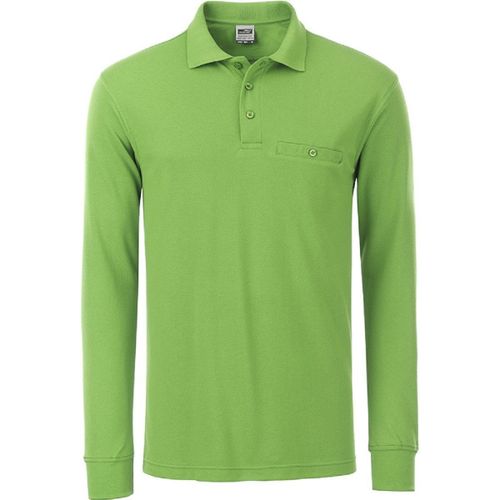 Polo Homme Poche Poitrine Manches Longues - Jn866 - Vert Citron - Workwear