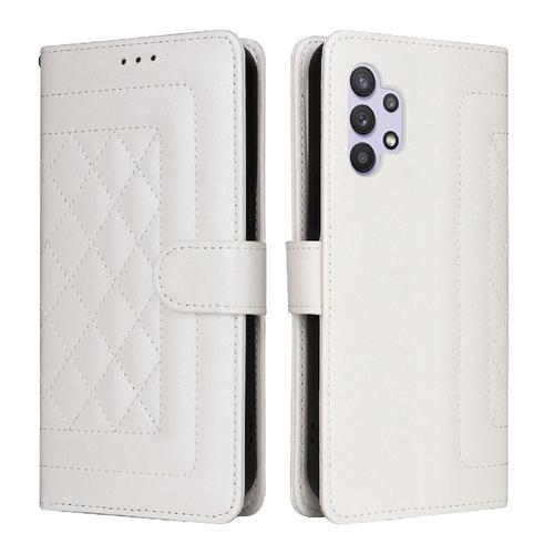 Flip Étui Pour Samsung Galaxy A32 5g Couverture Rabotant Portefeuille Simple Entreprise Antichoc Étui En Cuir - Blanc