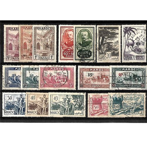 Maroc-Protectorat Français- 1933 /1942 -Lot De 17 Timbres Oblitérés-Très Bon Etat