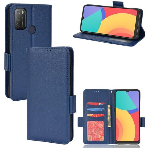 Étui Pour Alcatel 1s 2021 Portefeuille Magnétique Boucle Latérale Titulaire De Fentes Pour Cartes Cuir Pu - Bleu