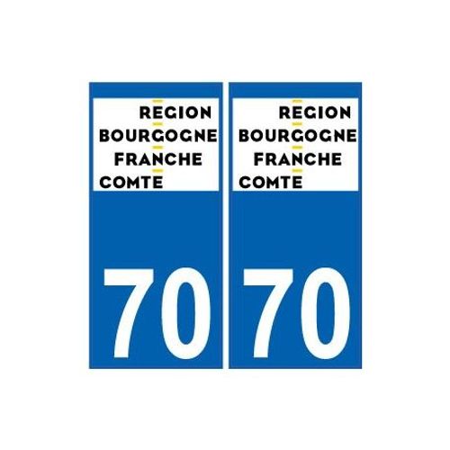 70 Haute-Saône Autocollant Plaque Immatriculation Auto Département Sticker Bourgogne-Franche-Comté Nouveau Logo - Couleur : Bleu - Angles : Droits