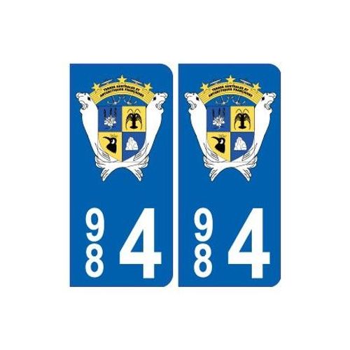 984 Taaf Autocollant Sticker Département Plaque Immatriculation Blason Lamantins - Couleur : Arrondis - Angles : Arrondis
