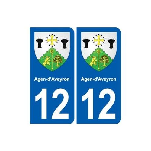 12 Agen-D-Aveyron Blason Ville Autocollant Plaque Sticker - Couleur : Arrondis - Angles : Arrondis