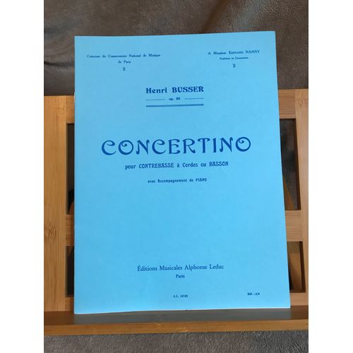 Henri Büsser Concertino Contrebasse Ou Basson Et Piano Partition Éditions Leduc