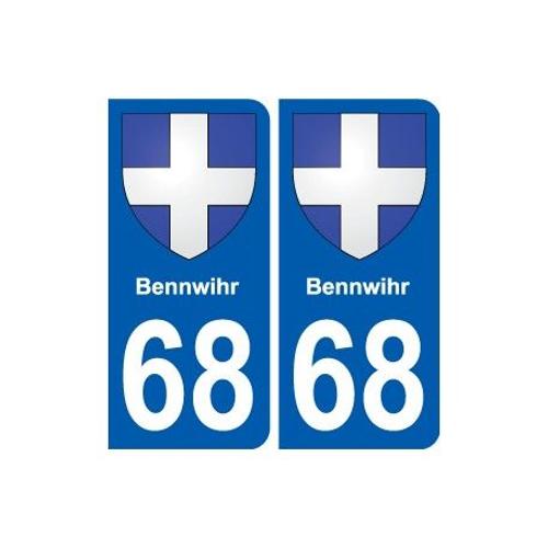 68 Bennwihr Blason Autocollant Plaque Stickers Ville - Couleur : Arrondis - Angles : Arrondis