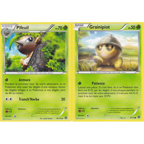 2 Cartes Pokemon - Pifeuil 10/114 Et Grainipiot 9 /114 - Xy11 Offensive Vapeur - Françaises