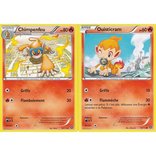 2 Cartes Pokemon - Chimpenfeu 19/114 Et Ouisticram 18 /114 - Xy11 Offensive Vapeur - Françaises