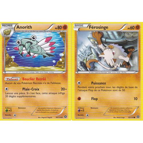 2 Cartes Pokemon - Anorith 56/114 Et Férosinge 52/114 - Xy11 Offensive Vapeur - Françaises