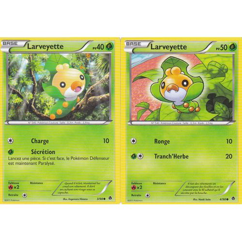 2 Cartes Pokemon - Larveyette 4/98 Et Larveyette 3/98 - Édition Noir Et Blanc Pouvoirs Émergents - Françaises