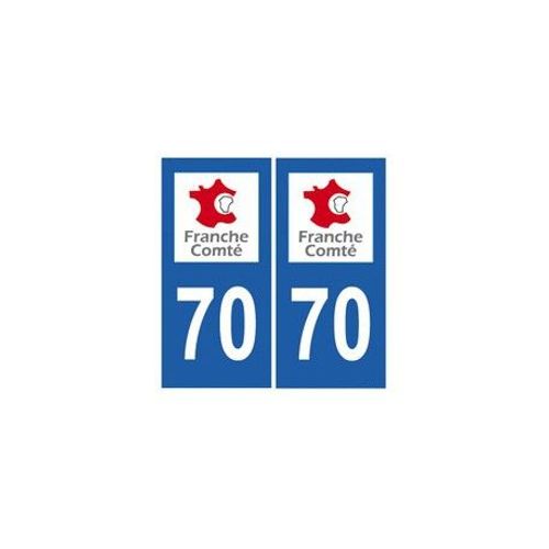 70 Département Autocollants Plaque Immatriculation 70 Franche-Comté Haute-Saône - Couleur : Droits - Angles : Droits