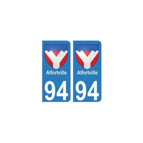 94 Alfortville Blason Autocollant Sticker Plaque Immatriculation Ville - Couleur : Arrondis - Angles : Arrondis