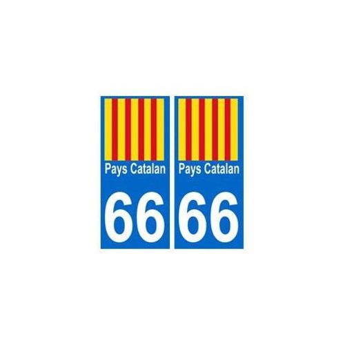66 Pays Catalan Autocollant Plaque - Couleur : Arrondis - Angles : Arrondis