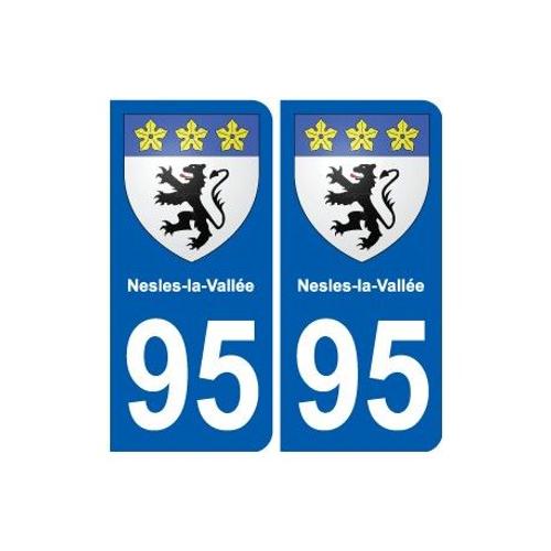 95 Nesles-La-Vallée Blason Autocollant Plaque Stickers Ville - Couleur : Arrondis - Angles : Arrondis