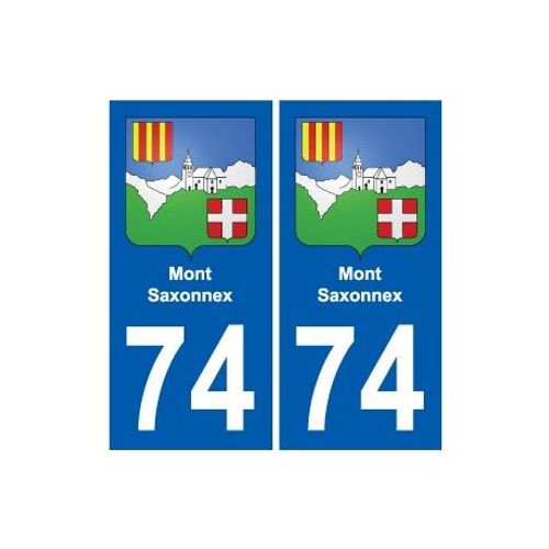 74 Mont-Saxonnex Blason Autocollant Plaque Stickers Ville - Couleur : Droits - Angles : Droits