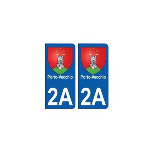 2a Porto-Vecchio Blason Autocollant Plaque Stickers Ville - Couleur : Bleu - Angles : Arrondis