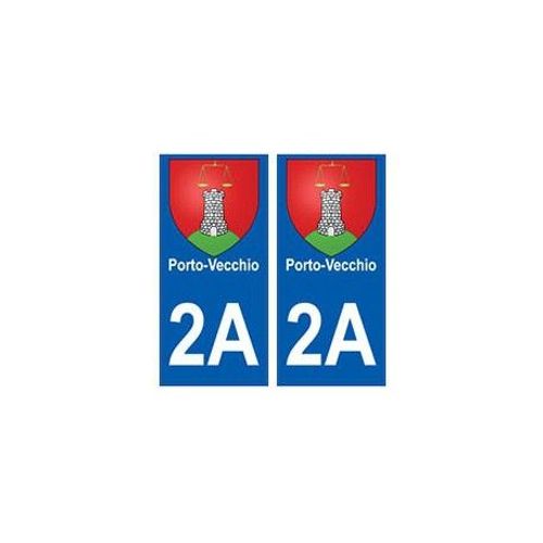 2a Porto-Vecchio Blason Autocollant Plaque Stickers Ville - Couleur : Noir - Angles : Droits