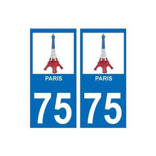 75 Paris Eiffel Logo 4320 Bleu Blanc Rouge Autocollant Plaque Immatriculation Auto Ville Sticker - Couleur : Droits - Angles : Droits