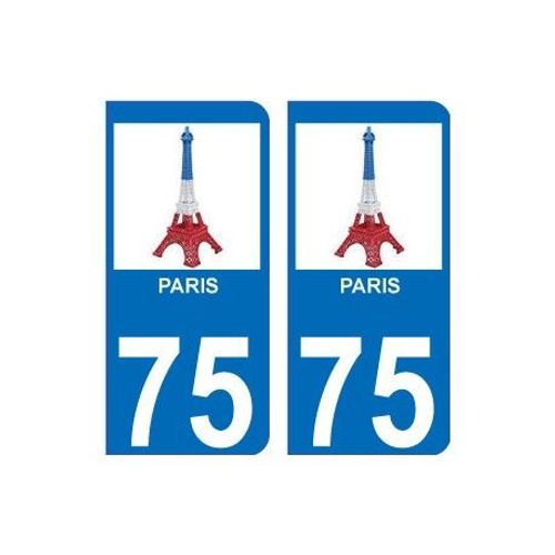 75 Paris Eiffel Logo 4320 Bleu Blanc Rouge Autocollant Plaque Immatriculation Auto Ville Sticker - Couleur : Arrondis - Angles : Arrondis