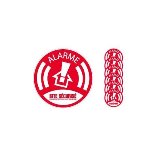 X6 Alarme Site Sécurisé Sous Protection Électronique 6568 Autocollant Adhésif Sticker - Taille : 4 Cm