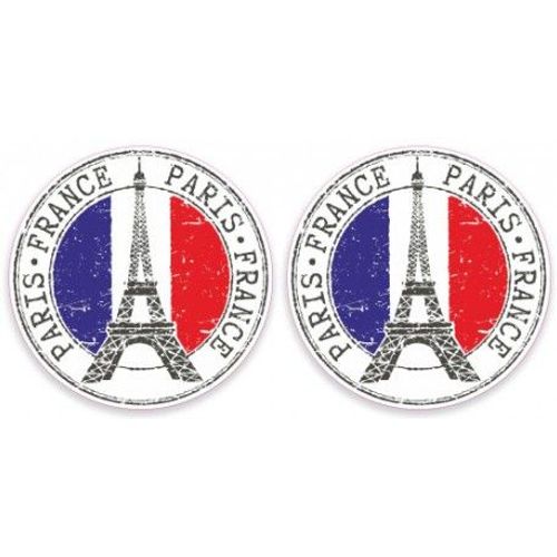 Paris Eiffel Lot De 2 Logo 1 Autocollant Adhésif Sticker - Taille : 4 Cm