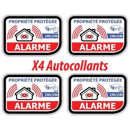 Sticker Alarme Vidéo-Surveillance Autocollant lot de 4 stickers logo 326  adhésif