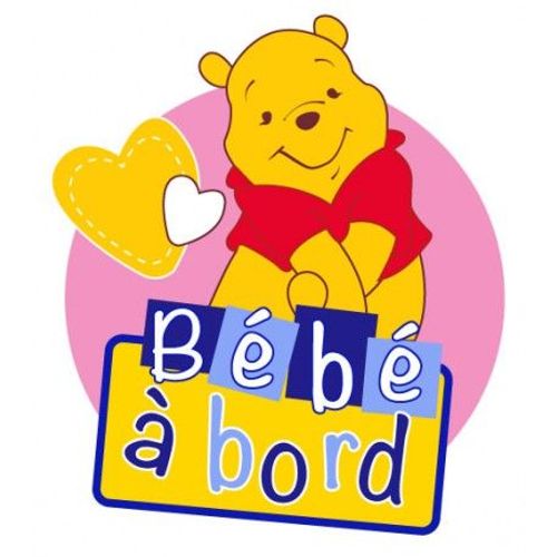 Winnie Ourson Sticker Autocollant Bébé À Bord - Taille : 8 Cm