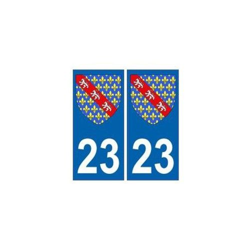 23 Creuse Autocollant Plaque Blason Armoiries Stickers Département - Couleur : Arrondis - Angles : Arrondis