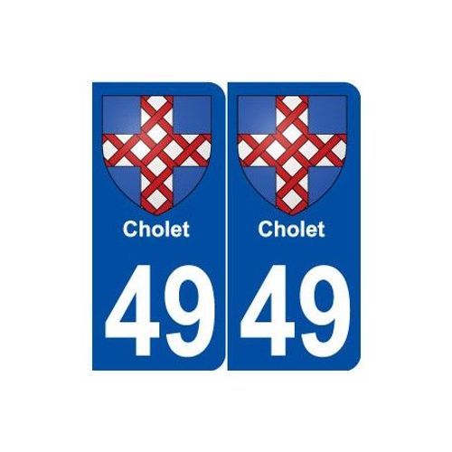 49 Cholet Blason Autocollant Plaque Stickers Ville - Couleur : Arrondis - Angles : Arrondis