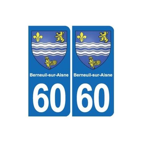 60 Berneuil-Sur-Aisne Blason Autocollant Plaque Stickers Ville - Couleur : Arrondis - Angles : Arrondis