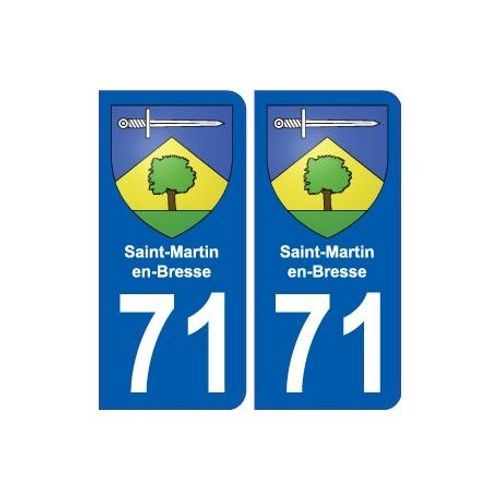 71 Saint-Martin-En-Bresse Blason Autocollant Plaque Stickers Ville - Couleur : Arrondis - Angles : Arrondis