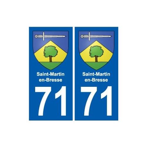 71 Saint-Martin-En-Bresse Blason Autocollant Plaque Stickers Ville - Couleur : Droits - Angles : Droits