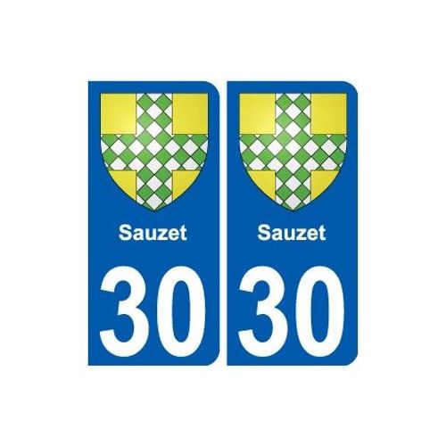 30 Sauzet Blason Autocollant Plaque Stickers Ville - Couleur : Arrondis - Angles : Arrondis