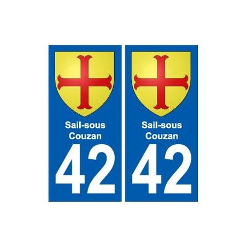42 Sail-Sous-Couzan Blason Autocollant Plaque Stickers Ville - Couleur : Droits - Angles : Droits