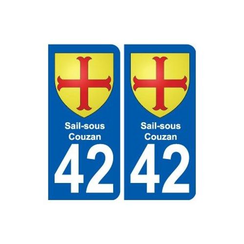 42 Sail-Sous-Couzan Blason Autocollant Plaque Stickers Ville - Couleur : Arrondis - Angles : Arrondis