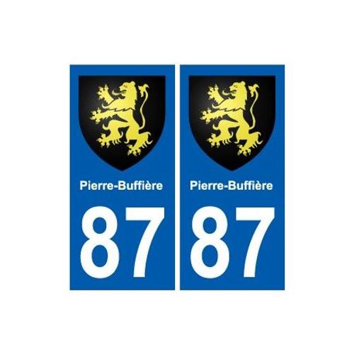 87 Pierre-Buffière Blason Autocollant Plaque Stickers Ville - Couleur : Droits - Angles : Droits