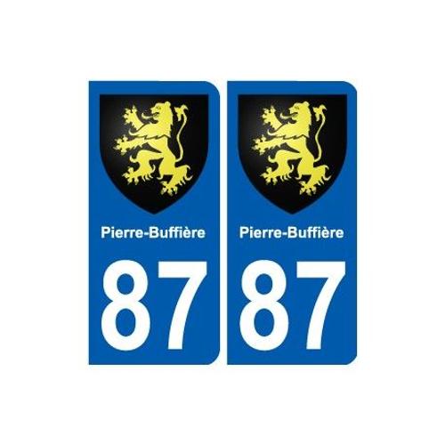 87 Pierre-Buffière Blason Autocollant Plaque Stickers Ville - Couleur : Arrondis - Angles : Arrondis