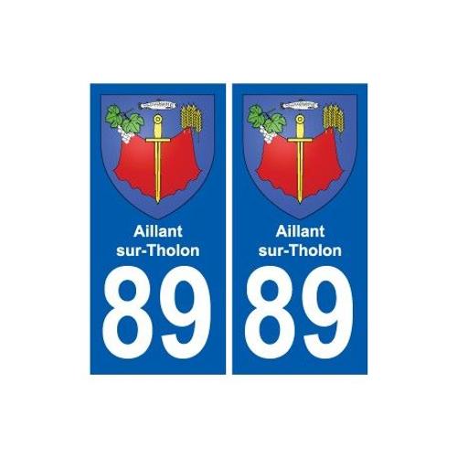 89 Aillant-Sur-Tholon Blason Autocollant Plaque Stickers Ville - Couleur : Droits - Angles : Droits