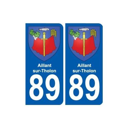 89 Aillant-Sur-Tholon Blason Autocollant Plaque Stickers Ville - Couleur : Arrondis - Angles : Arrondis