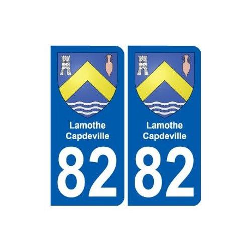82 Lamothe-Capdeville Blason Autocollant Plaque Stickers Ville - Couleur : Arrondis - Angles : Arrondis