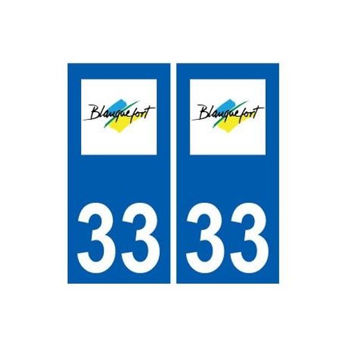 33 Blanquefort Logo Ville Autocollant Plaque Stickers - Couleur : Bleu - Angles : Droits