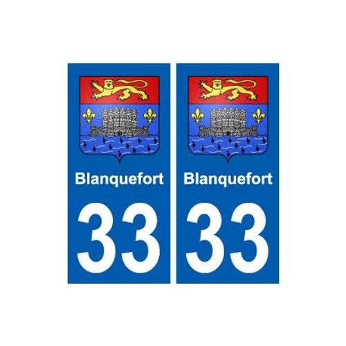 33 Blanquefort Blason Ville Autocollant Plaque Stickers - Couleur : Blanc - Angles : Droits