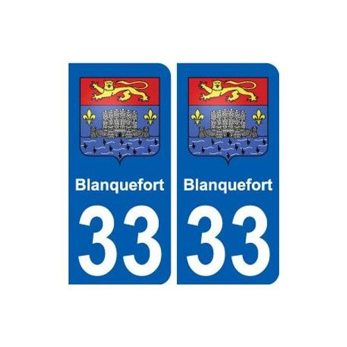 33 Blanquefort Blason Ville Autocollant Plaque Stickers - Couleur : Bleu - Angles : Arrondis