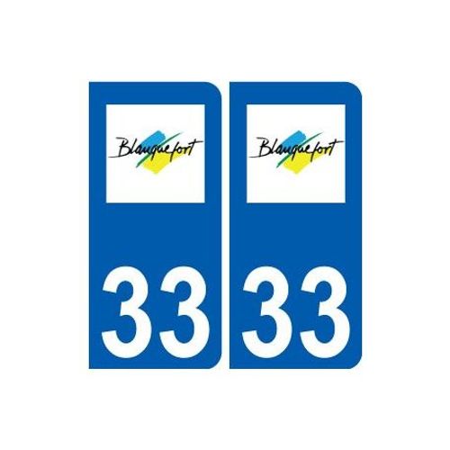 33 Blanquefort Logo Ville Autocollant Plaque Stickers - Couleur : Noir - Angles : Arrondis