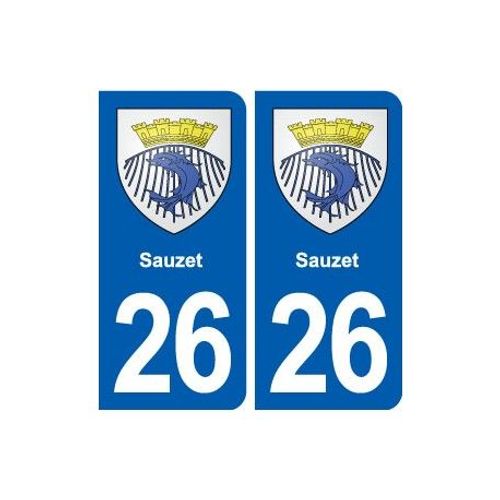 26 Sauzet Blason Autocollant Plaque Stickers Ville - Couleur : Arrondis - Angles : Arrondis