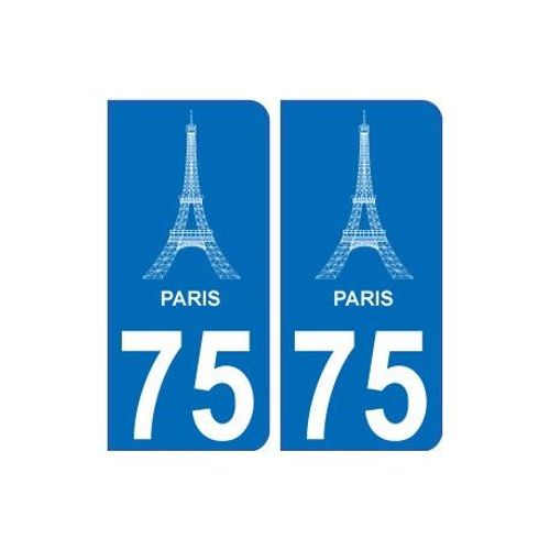 75 Paris Eiffel Autocollant Plaque Immatriculation Auto Ville Sticker - Couleur : Arrondis - Angles : Arrondis