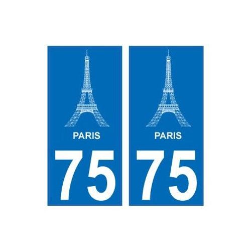 75 Paris Eiffel Autocollant Plaque Immatriculation Auto Ville Sticker - Couleur : Droits - Angles : Droits