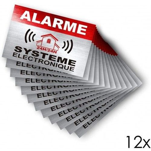 Autocollant Alarme Système Électronique Logo 771 Logo 2 Apparence Inox Lot De 12 Stickers - - - Taille : 8 Cm